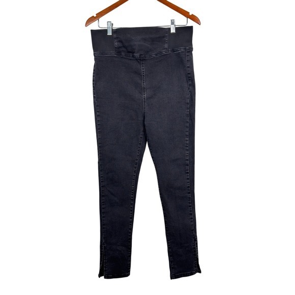 Boohoo High Rise Pull on Jeans Stretch Side Panel Black Washed‎ Size 8 - Picture 3 of 6